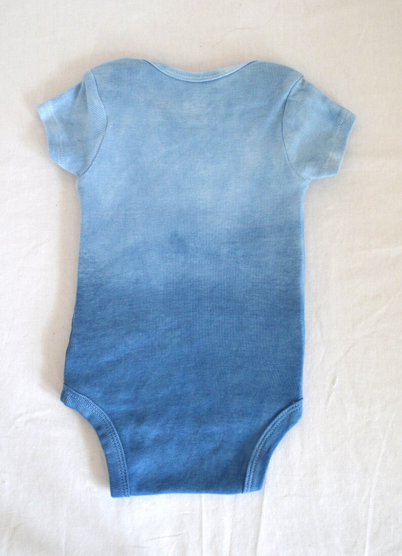 Ecofriendly Infant Short Sleeved Romper Blue Ombre Romper,Organic Natural Dye Girls Bodysuit Unisex Indigo Boho Baby Boys Bodysuit