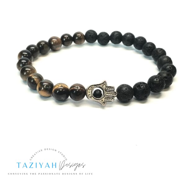 Beaded Hamsa Bracelet | Protection Bracelet | Hand of Fatima | Lucky Charm | Unisex | evil eye protection | Men's Bracelets