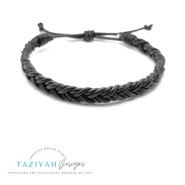 Adjustable Braided Leather Bracelet