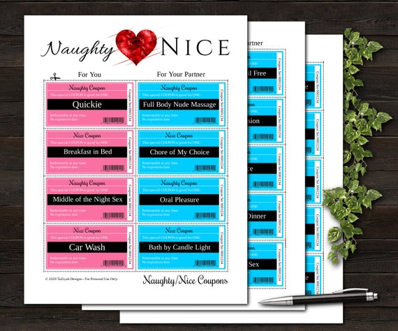Printable Naughty Nice Coupons Love & Romance Coupons | Etsy Printable Naughty Nice Coupons Love & Romance Coupons | Etsy