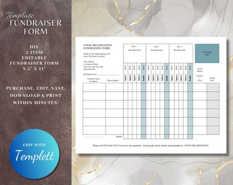 3 Item Editable Fundraiser Form - PLEASE READ DESCRIPTION first before purchase