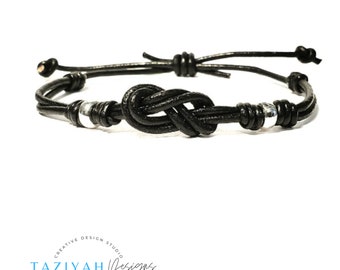 Infinity Bracelet, Adjustable Leather Infinity Bracelet, Unisex Bracelet