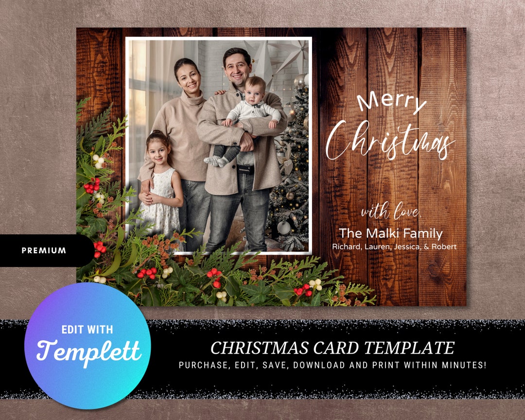 Editable Christmas Card Template - Etsy