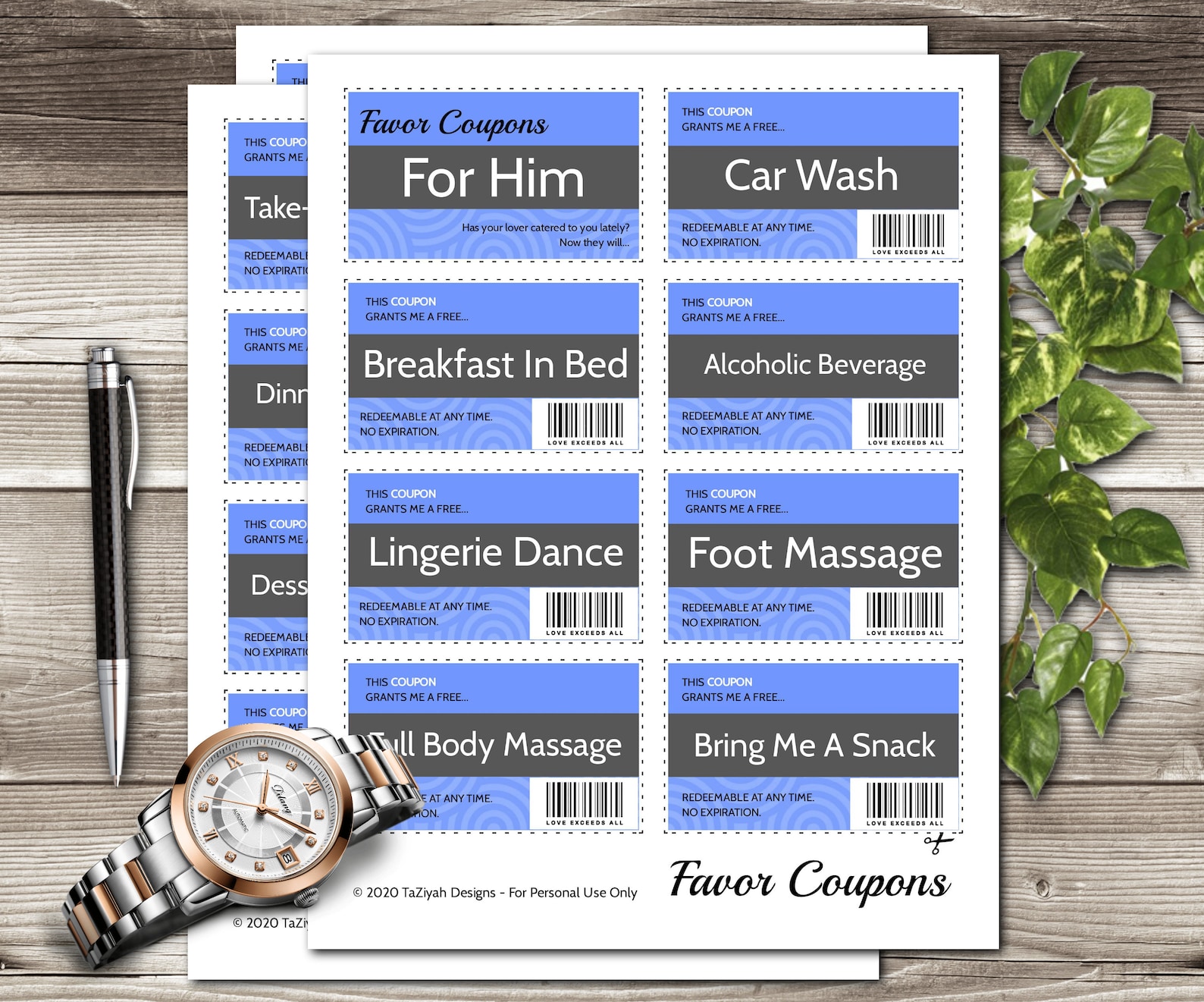 Downloadable Love Coupons Favor Coupons Intimate Coupons Etsy