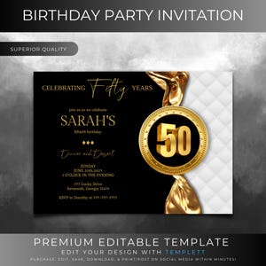 50th Birthday Invitation Template - Read description first before purchase!