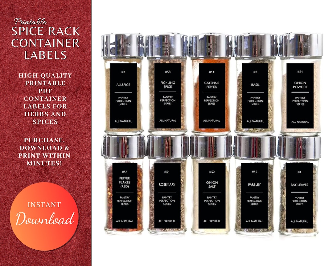 Spice Rack Labels, Spice Container Labels - Etsy