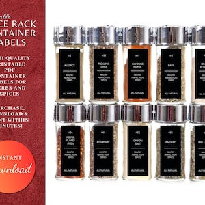 Spice Rack Labels, Spice Container Labels