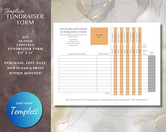 10 ITEM Editable Fundraising Form, PLEASE Read Description FIRST before purchase