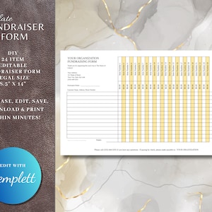 24 Item Editable Fundraiser Form - PLEASE READ DESCRIPTION first before purchase