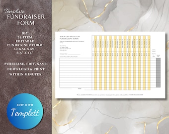 24 Item Editable Fundraiser Form - PLEASE READ DESCRIPTION first before purchase