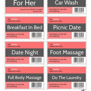 Downloadable Love Coupons | Favor Coupons | Intimate Coupons | for Her | Printable Love Coupons ...