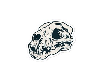 Cat Skull Sticker | Gothic Water Bottle Sticker