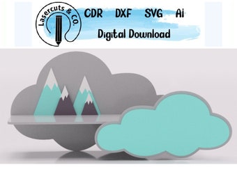 Cloud shelf vector, Book stand, Children Shelf, Book shelf laser cut file, Kids Room Decor Glowforge files, Laser files Dxf,Svg,Cnc