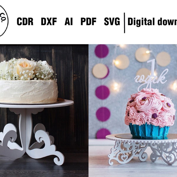 Two Sets of Cake Stands Laser cut Files SVG DXF CDR vector plans, files Instant download, cnc pattern, cnc cut, laser cut