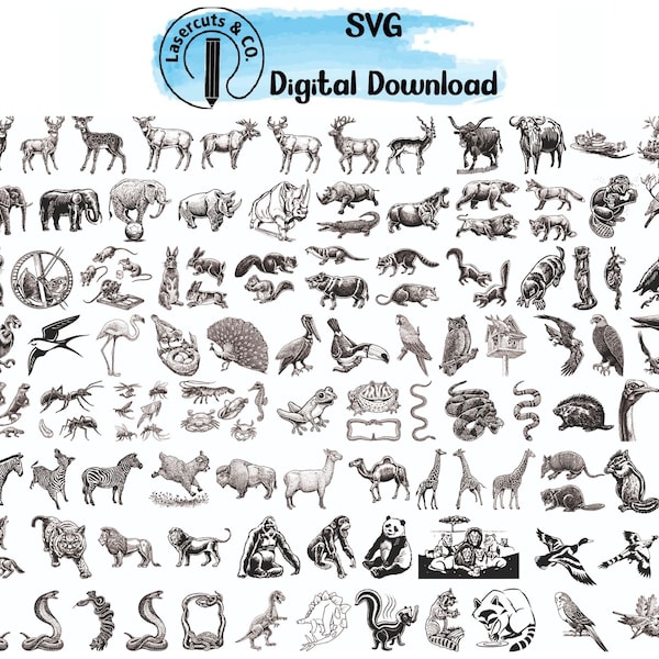 100+ Wild Animals Birds High Quality Vectors Clipart Bundle SVG For Cut file, svg, cricut Silhouette, Lasercut, vector, Template