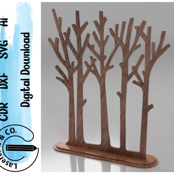 Jewelry & Trinkets tree stand svg, Earrings Display svg, Jewelry tree Laser Cut Files Svg, Dxf, Ai, Cdr, cnc pattern vector plan