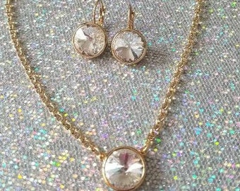 Clear Swarovski Crystal Necklace and Earrings Set