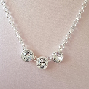 Clear Crystal Triple Stone Necklace