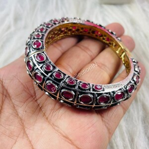 Rubin (Imitation) Indiska Traditionella Manschettarmband, Förgyllda Smycken CZ Ädelsten Manschettarmband