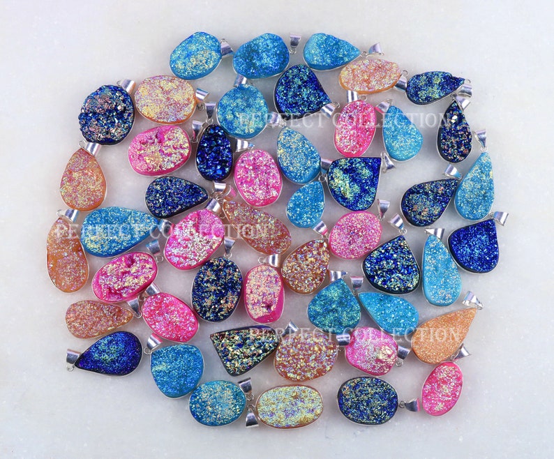 Elegant ! Pink Titanium Druzy .925 Silver Plated Gemstone Rings Jewelry Lot. Elegant ! Pink Titanium Druzy .925 Silver Plated Gemstone Rings Jewelry Lot.