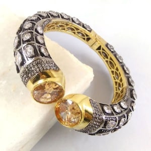 Vergulde CZ-manchetarmband: Indiase Bollywood-sieraden