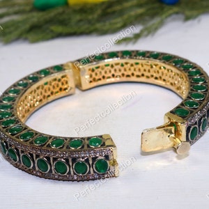 Green Onyx Indian Traditional Jewellery Bracelet, Beautiful Cuff Bangle Bracelet, Gold Plated Jewellery CZ Gemstone Cuff Bangle Bracelet