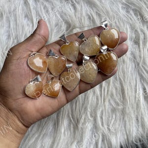 Heart Pendant Citrine Quartz Gemstone Pendant Jewery