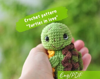 Amigurumi Crochet pattern tiny turtles, Instant Digital Download PDF, Stuff little reptiles, simple clear tutorial