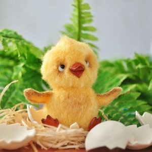 Joe the Little duckling, cute Easter decor, tiny chick with egg, crochet pets for dolls