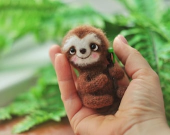 Miniature Sloth Plushie - Collector’s Tiny Stuffed Animal Desk Figurine for Animal/Sloth Lovers | Cute Crochet  Toy as Bedroom, Home Decor