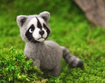 Little raccoon cub, authentic designer toys, Collectible Stuffed Animals, Miniature mammal
