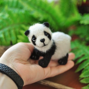 Crochet little panda, tiny bear, exotic stuffed animal, interior toy for home decor, cute present for panda lovers, unique gift for any case