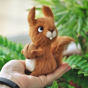 Little crochet tiny squirrel plushie for unique home decor or cute present for squirrel lovers