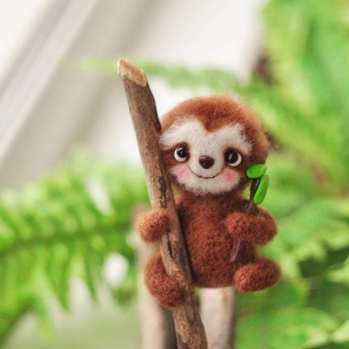 Miniature Sloth Plushie - shops Collector’s Tiny Stuffed Animal Desk Figurine for Animal/Sloth Lovers | Cute Crochet Toy as Bedroom, Home Decor