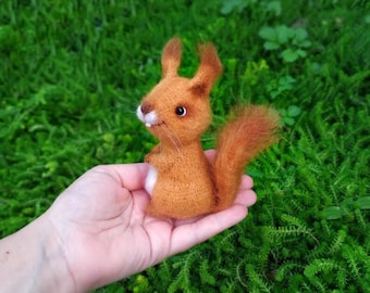 Crochet tiny squirrel, interior stuffed toy, unique home decor, cute present for squirrel lovers