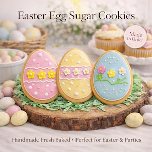 Pastel Easter Egg Sugar Cookies One Dozen Decorated Spring Party Treats Easter Basket Dessert Table Handmade
