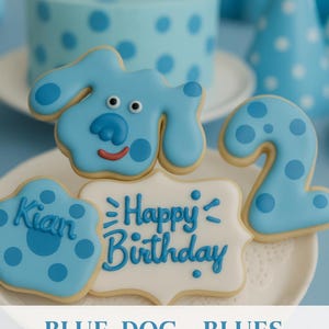 Blue Dog Birthday Cookies: Custom Decorated Puppy Party Treats
