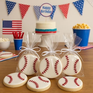 Baseball Cookies: One Dozen Fresh Baked Royal Icing Treats