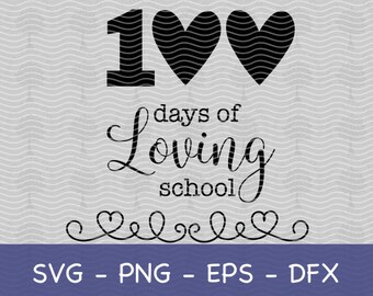 Puede incluir: Diseño gráfico en blanco y negro con el texto "100 días de amar la escuela" y dos corazones. El diseño está rodeado por un borde decorativo de corazones.