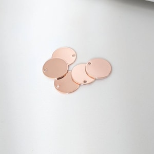 10 ciondoli a disco monoforo in oro rosa da 15 mm per incisioni a timbratura