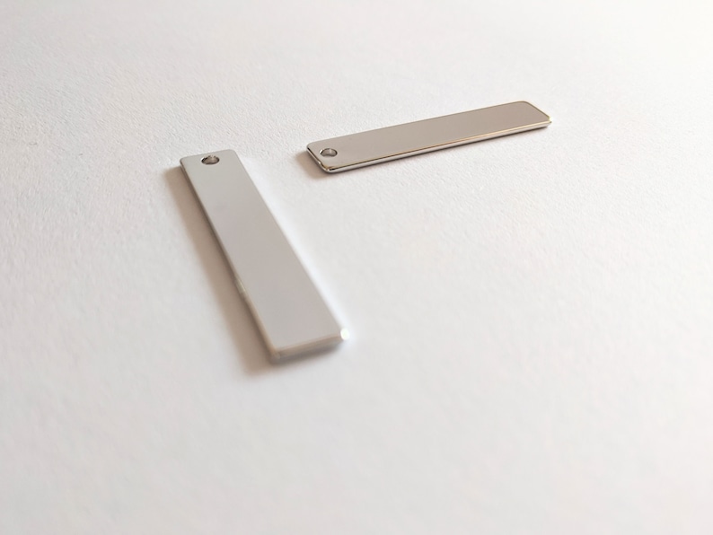5 Silver Single Hole Bar Pendants for Stamping Engraving