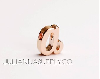 Rose Gold Initial Letters A Charms Cursive