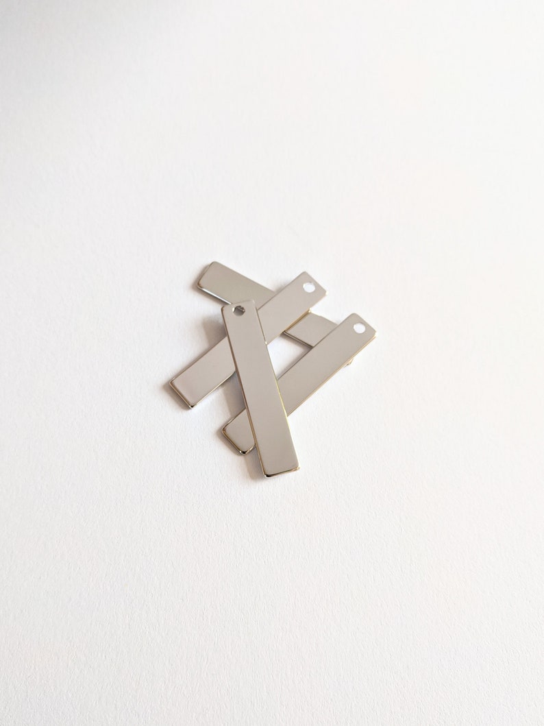 5 Silver Single Hole Bar Pendants for Stamping Engraving
