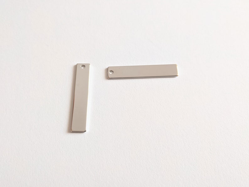 5 Silver Single Hole Bar Pendants for Stamping Engraving