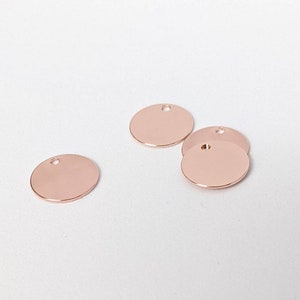 5 dischi grezzi a foro singolo in oro rosa 12 mm / ciondoli per incisione a timbratura