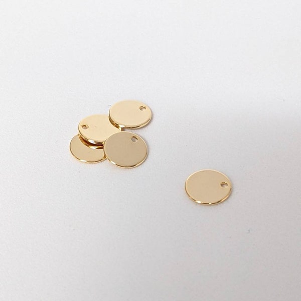 5 Gold Single Hole Disc Blanks 8mm | Pendants for Stamping Engraving