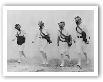 Vintage Women in Gas Masks Photo: Weird Historical Print (Digital Download)