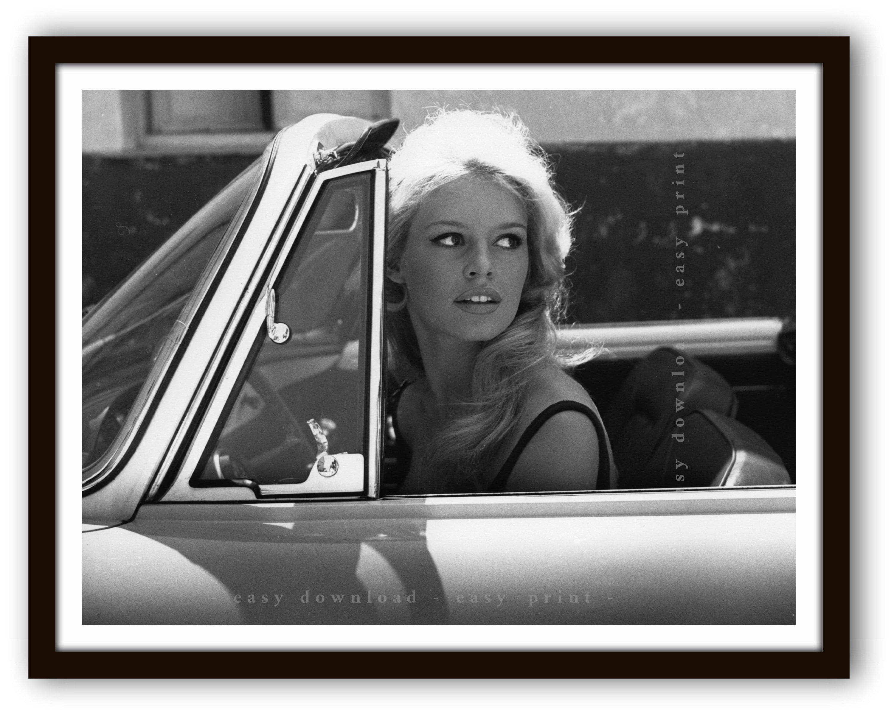 Brigitte Bardot Car Photo: Vintage Printable Wall Art (digital