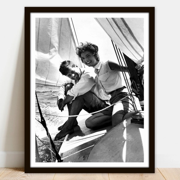 JFK Jackie Kennedy on Sailboat - Printable Vintage Photo Poster - Instant Download Easy Print JPG File for Collecting Printing Framing