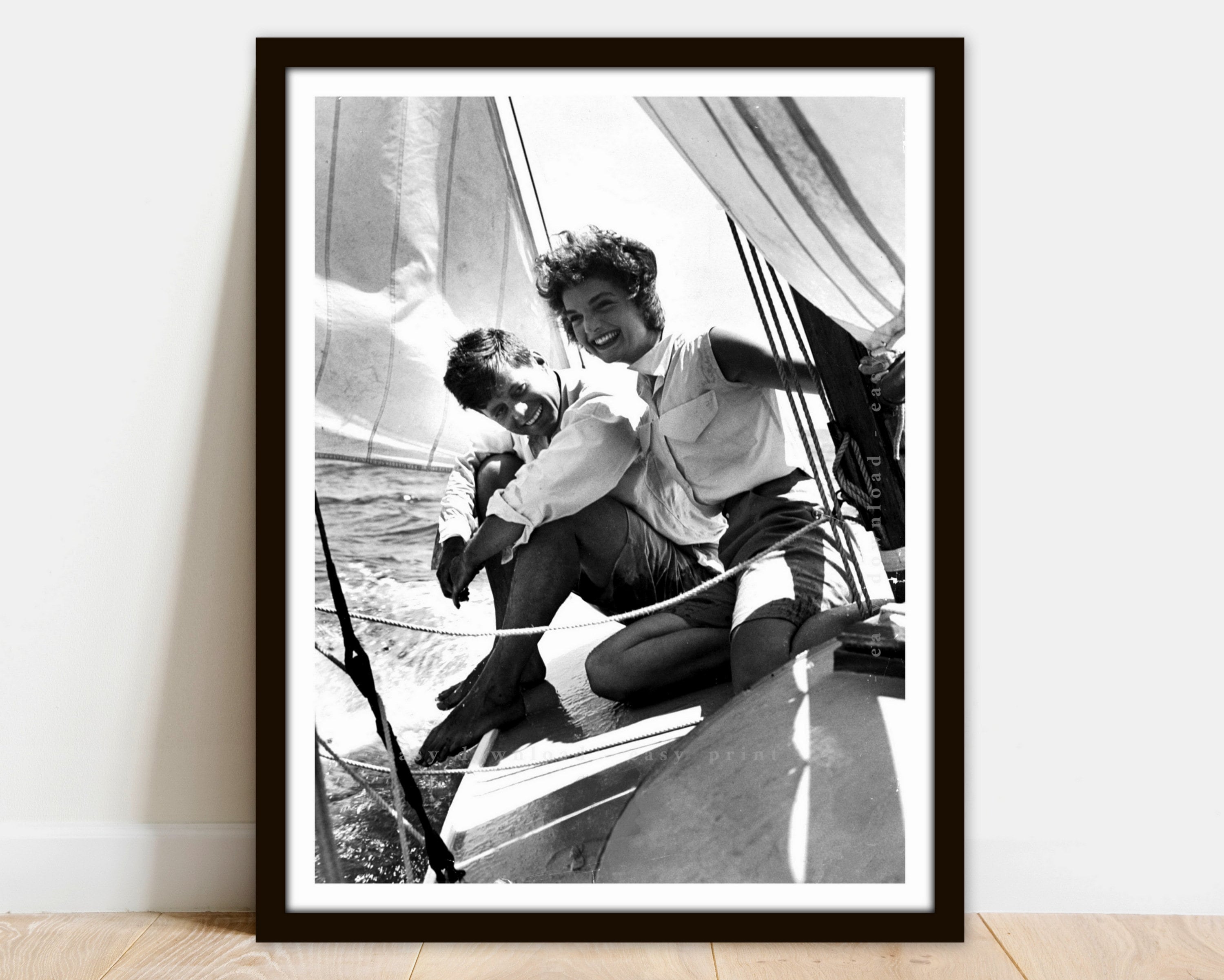 JFK & Jackie Kennedy Sailboat Photo: Vintage Printable Wall Art